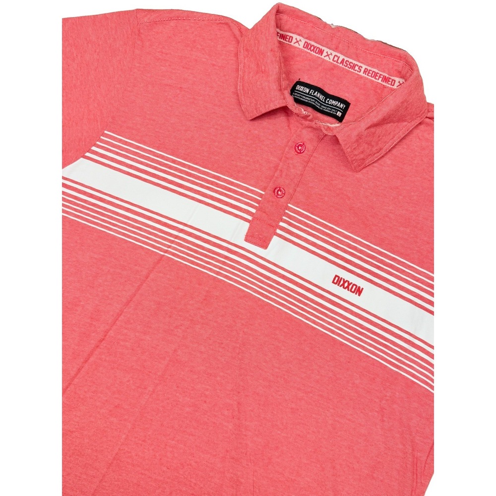 Dixxon White Stripe Premium Polo Mens Large Heathered Red Golf Performance Shirt